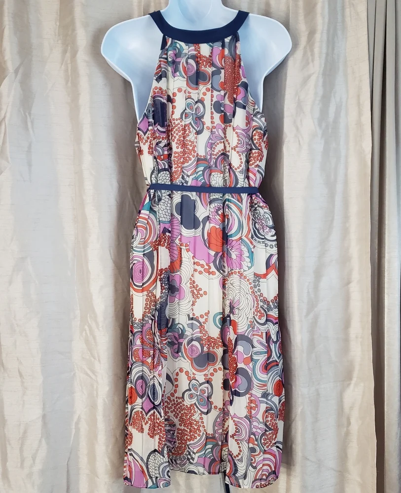NWOT Liberty London white orange & purple floral paisley A-line dress Wo…_3